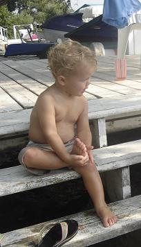A young Thomas at the Loch Vista Club pier
